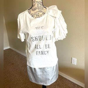 Chic White and Silver Skirt Set